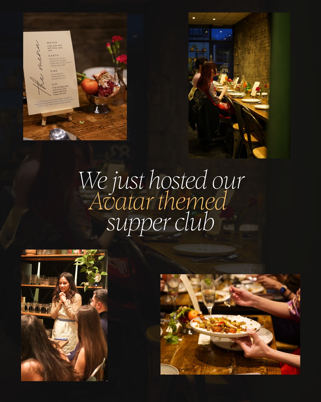 Collage from the Avatar themed supper club evening